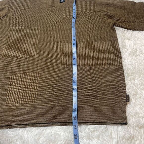 IZOD Sweater Mens Large Brown Pullover Merino Wool Blend Stretchy Crew Neck - Picture 6 of 8